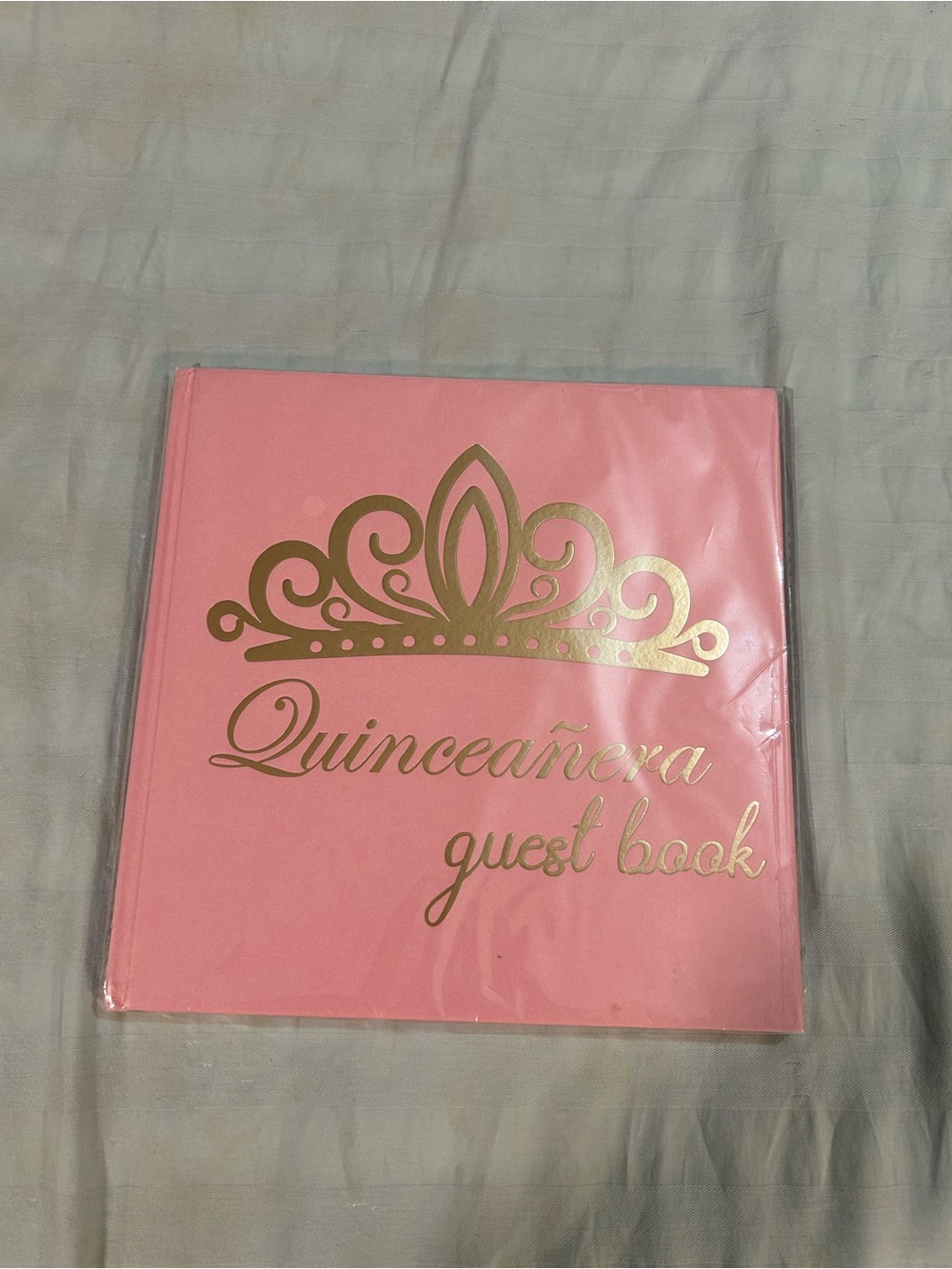 Quinceañera Guest Book Pink with Gold Tiara Design